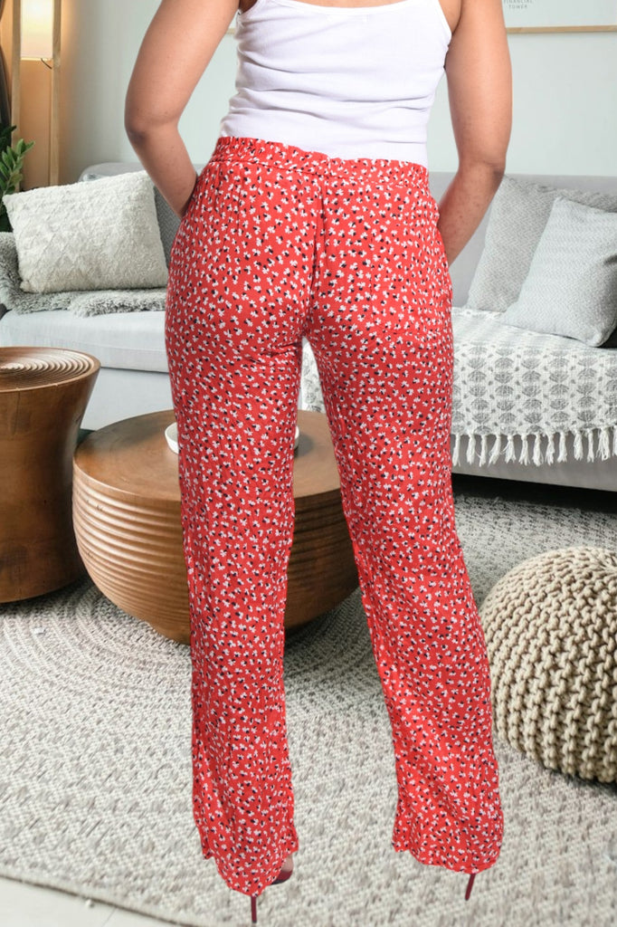 Red Printed Pocket Pants - StylePhase SA