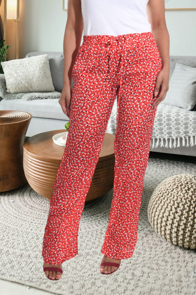 Red Printed Pocket Pants - StylePhase SA