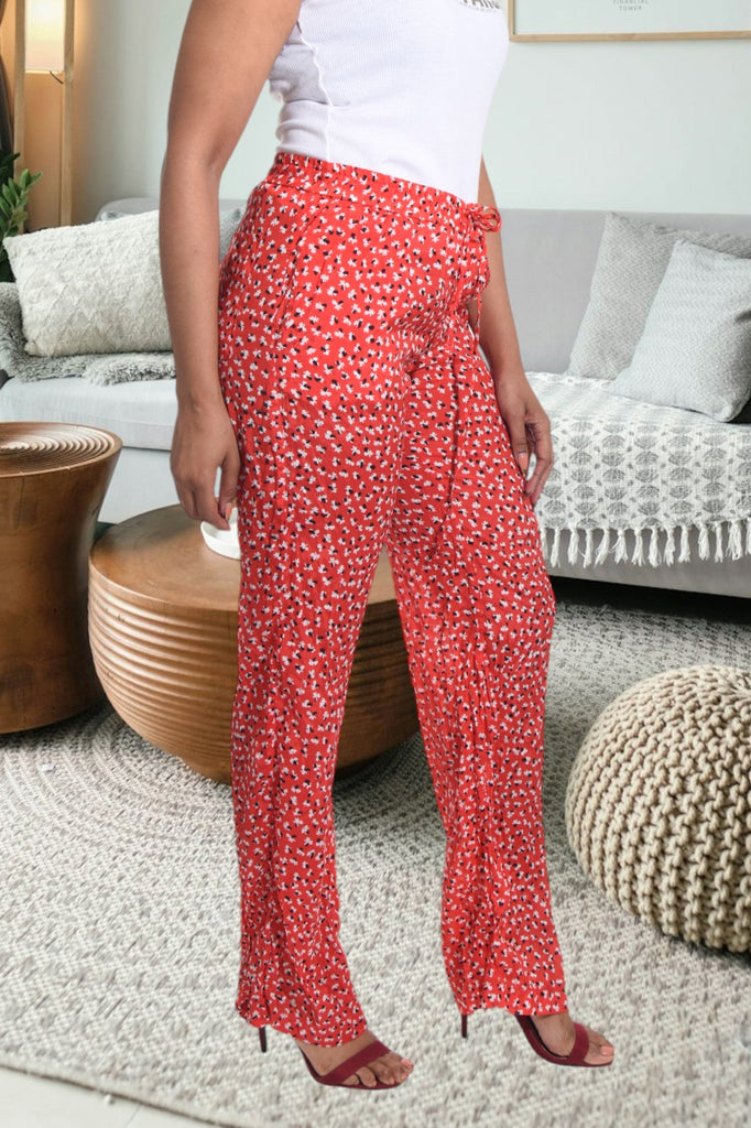 Red Printed Pocket Pants - StylePhase SA