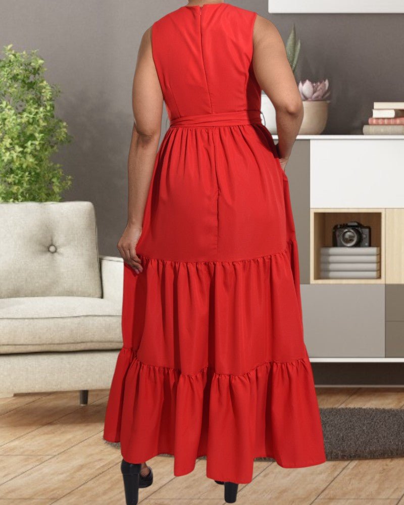 Red Sleeveless Tiered Maxi Dress - StylePhase SA