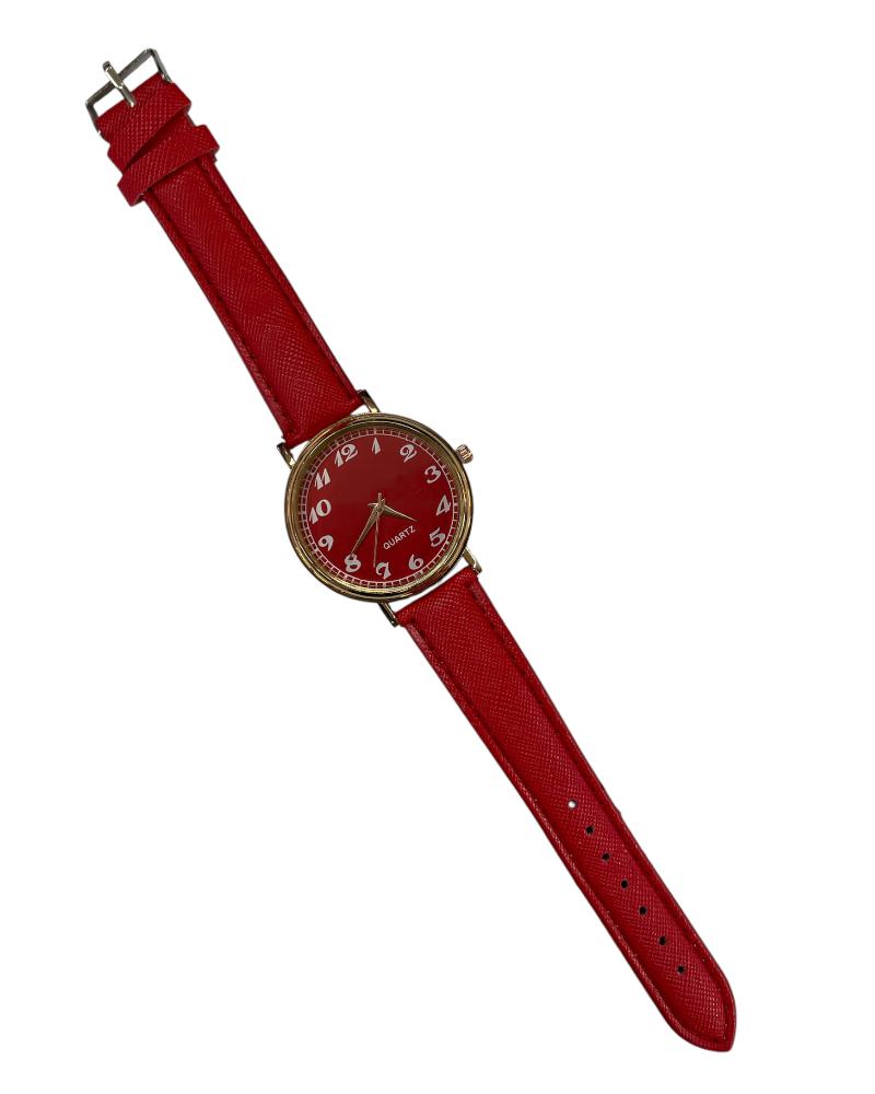 Red Textured PU Strap Watch - StylePhase SA