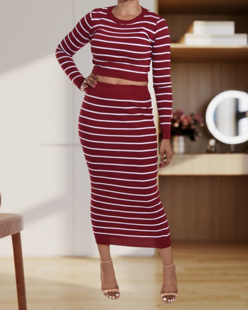 Red Top and Skirt Jersey Knit 2Pc Set - StylePhase SA