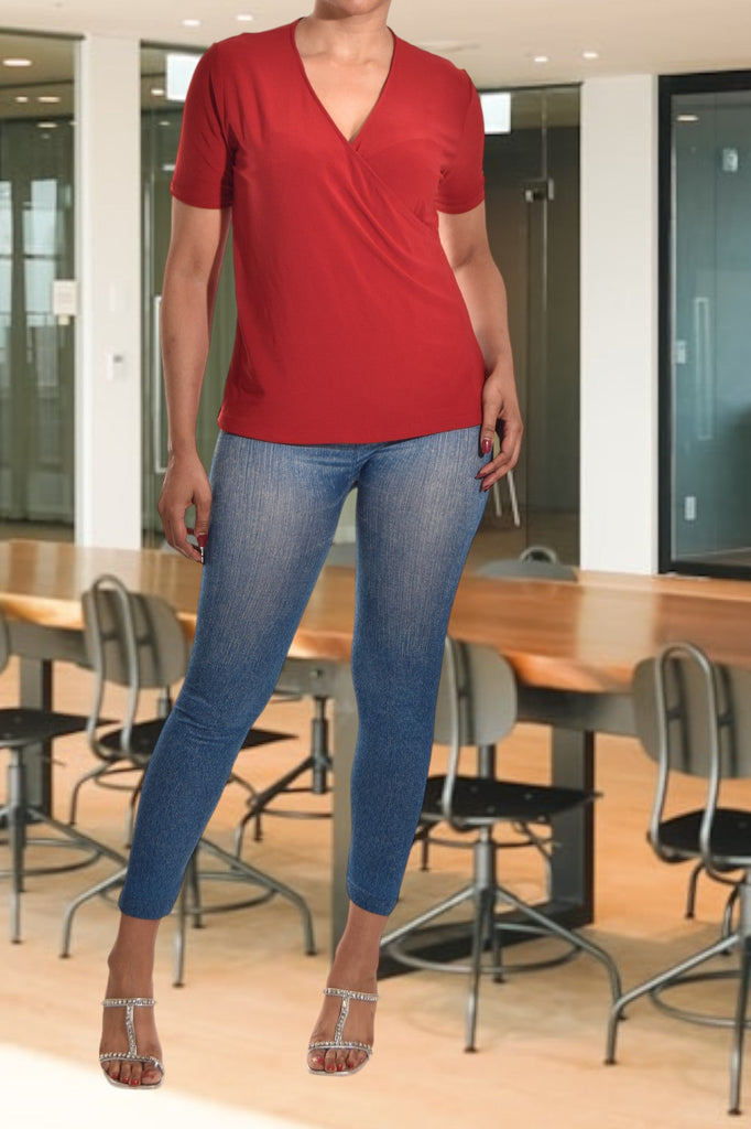 Red V Neck Top - StylePhase SA