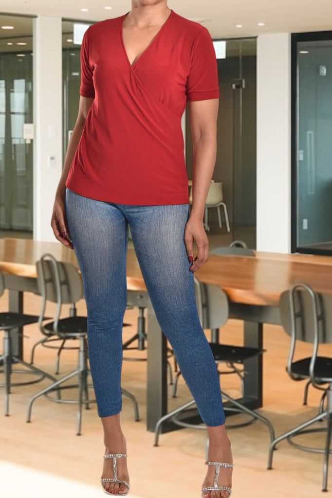 Red V Neck Top - StylePhase SA