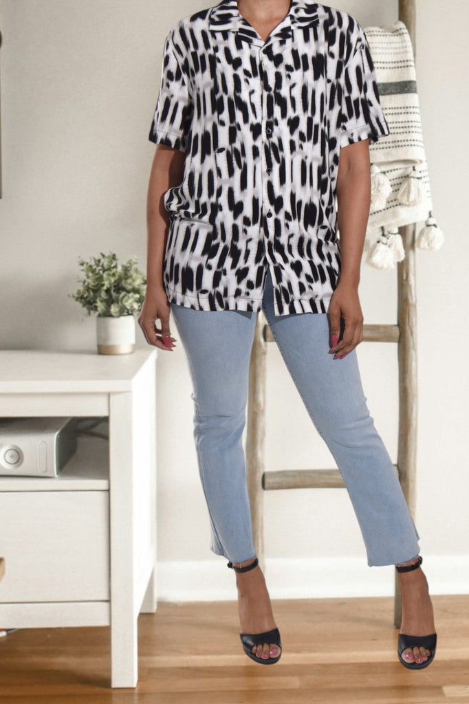 Retro Print Button Front Shirt - StylePhase SA