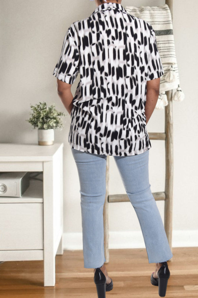 Retro Print Button Front Shirt - StylePhase SA