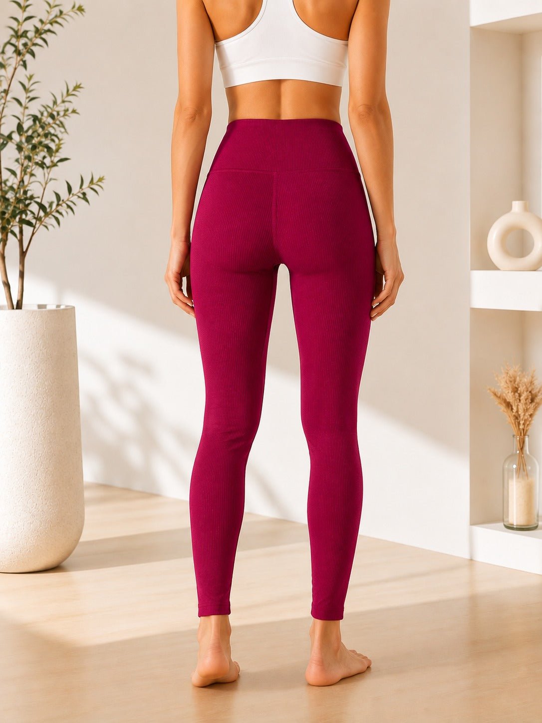 Ribbed Ladies Tights-Maroon - StylePhase SA