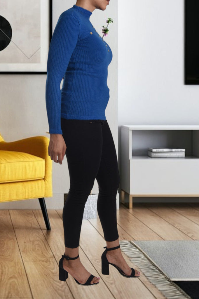 Royal Button Turtle Neck Top - StylePhase SA