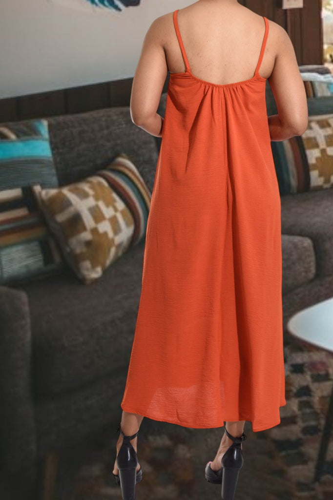 Rust Strappy Maxi Dress - StylePhase SA