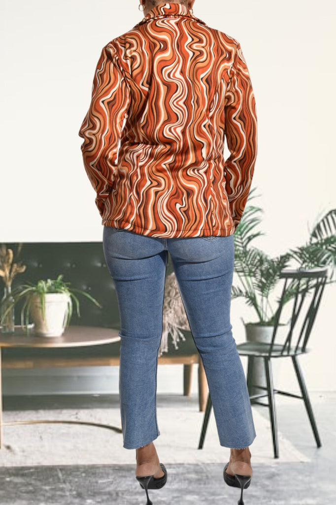 Rust Swirl Print Blazer - StylePhase SA