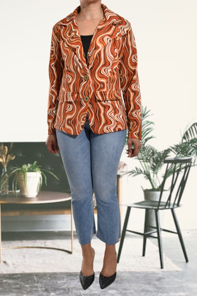 Rust Swirl Print Blazer - StylePhase SA