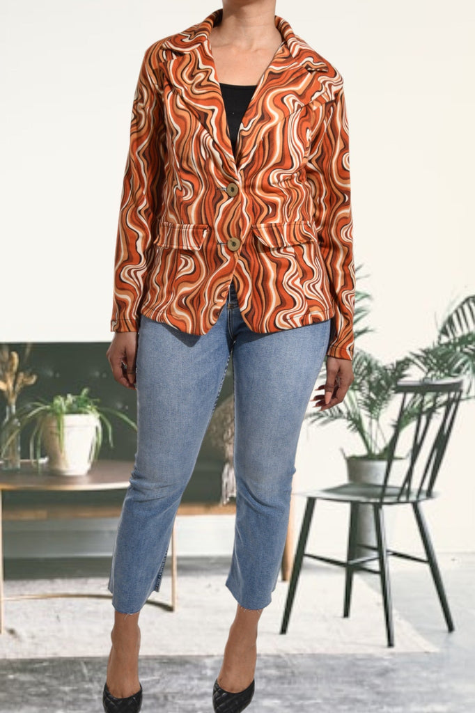 Rust Swirl Print Blazer - StylePhase SA