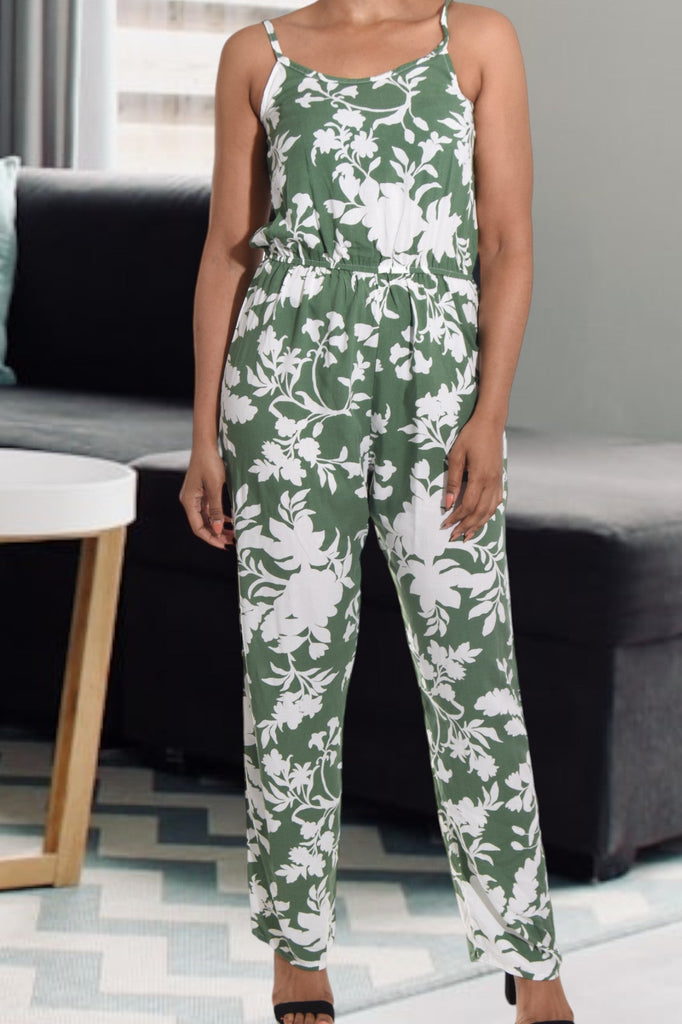 Sage And White Strappy Jumpsuit - StylePhase SA