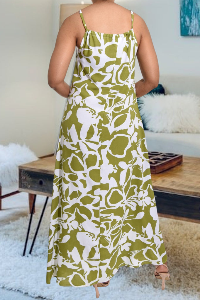 Sage Floral Strappy Maxi Dress - StylePhase SA