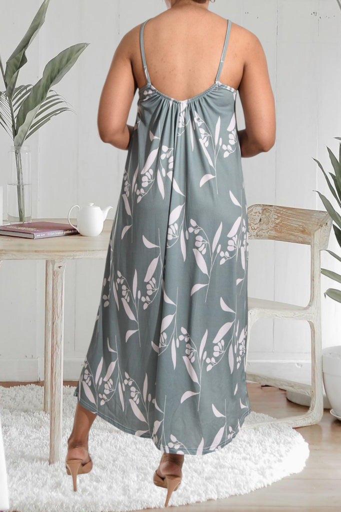 Sage Floral Strappy Maxi Dress - StylePhase SA