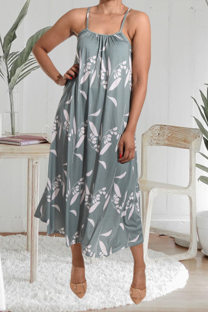 Sage Floral Strappy Maxi Dress - StylePhase SA