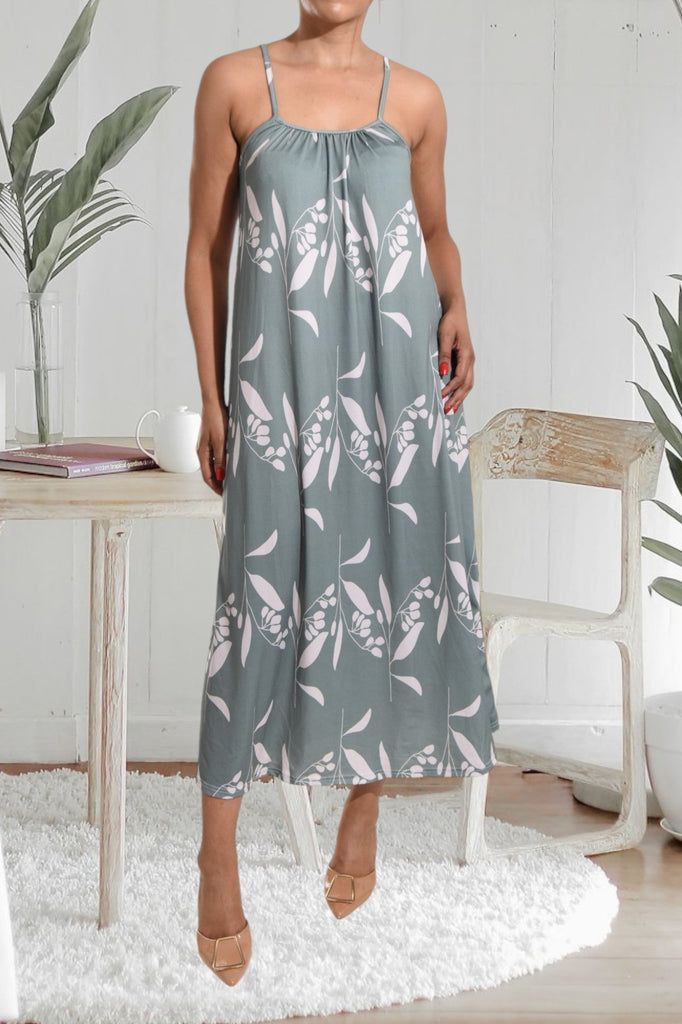 Sage Floral Strappy Maxi Dress - StylePhase SA