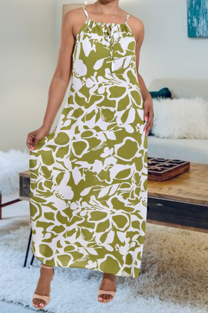 Sage Floral Strappy Maxi Dress - StylePhase SA