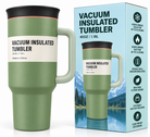 Sage green tumbler with packaging