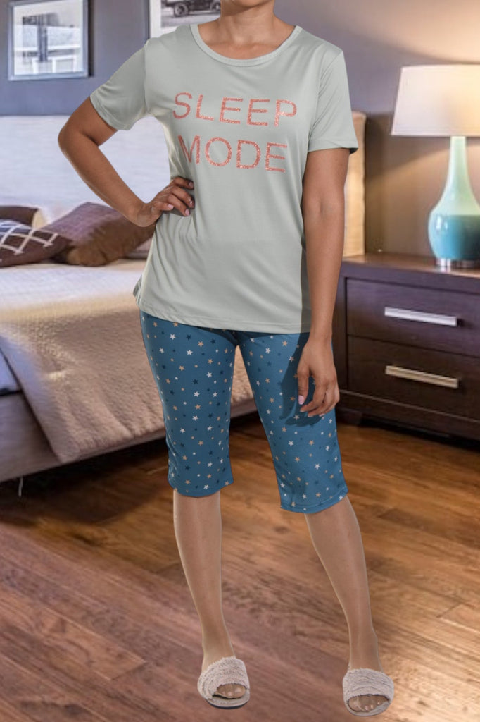 Sage Sleep Mode Printed 3/4 Pj Set - StylePhase SA