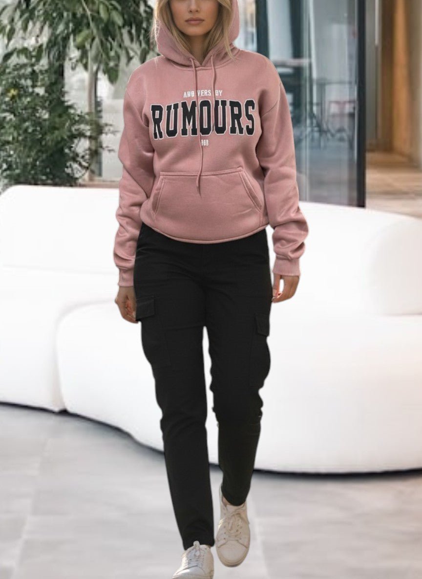 Salmon Printed Fleece Hoody Top - Rumours - StylePhase SA