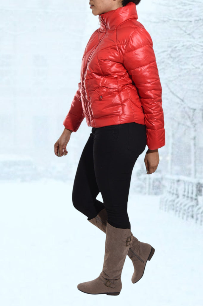 Shiny Look Red Puffer Jacket - StylePhase SA