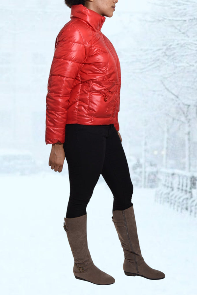 Shiny Look Red Puffer Jacket - StylePhase SA