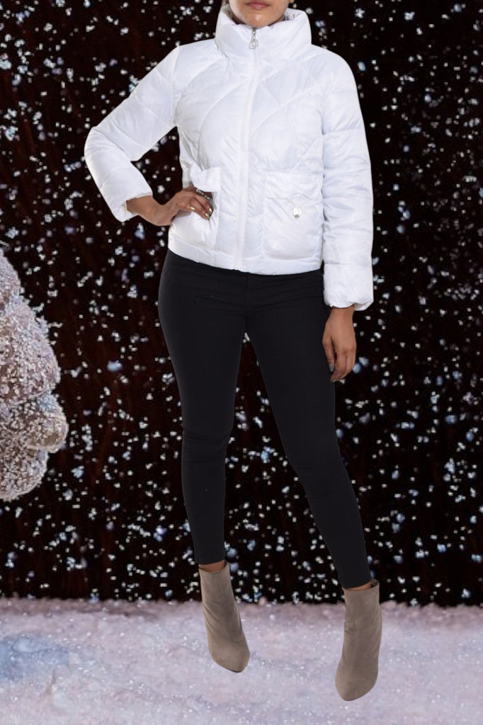 Shiny Look White Puffer Jacket - StylePhase SA