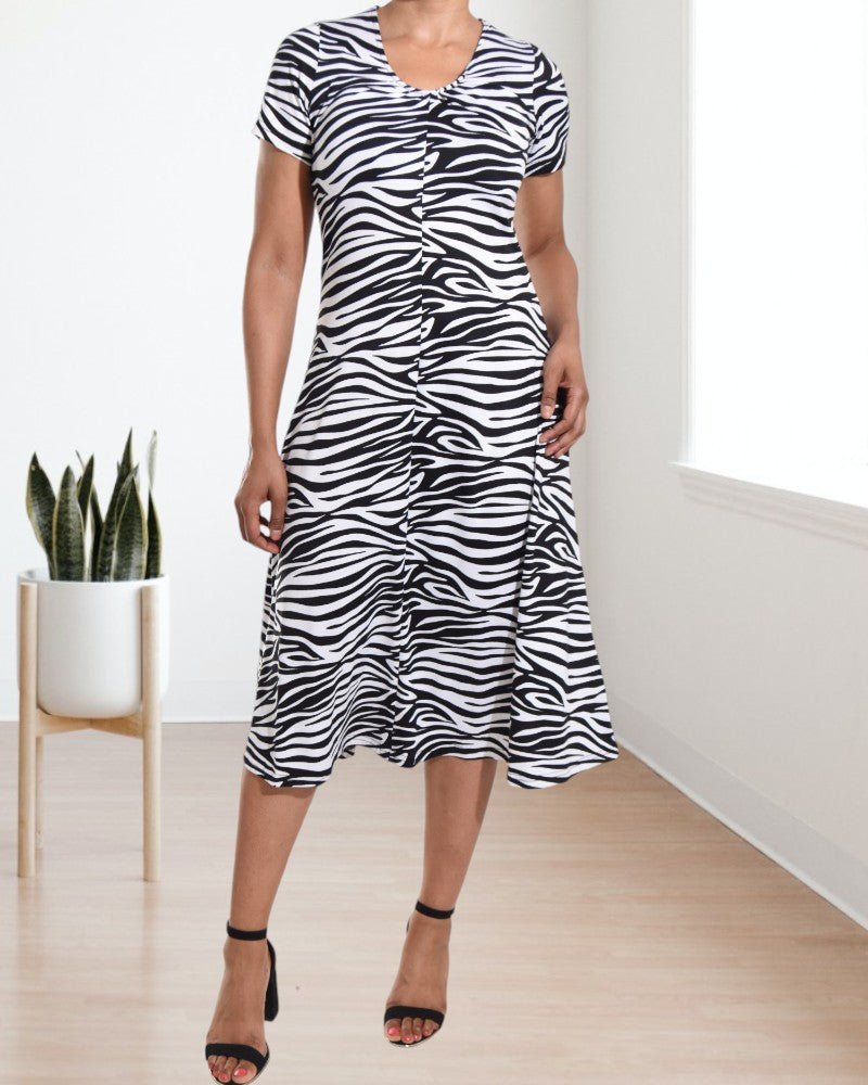 Short Sleeve Black and White Dress - StylePhase SA