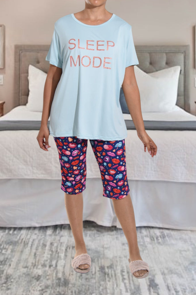 Sleep Mode Lips Printed 3/4 Pj Set - StylePhase SA