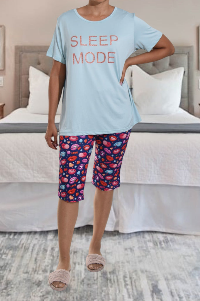 Sleep Mode Lips Printed 3/4 Pj Set - StylePhase SA