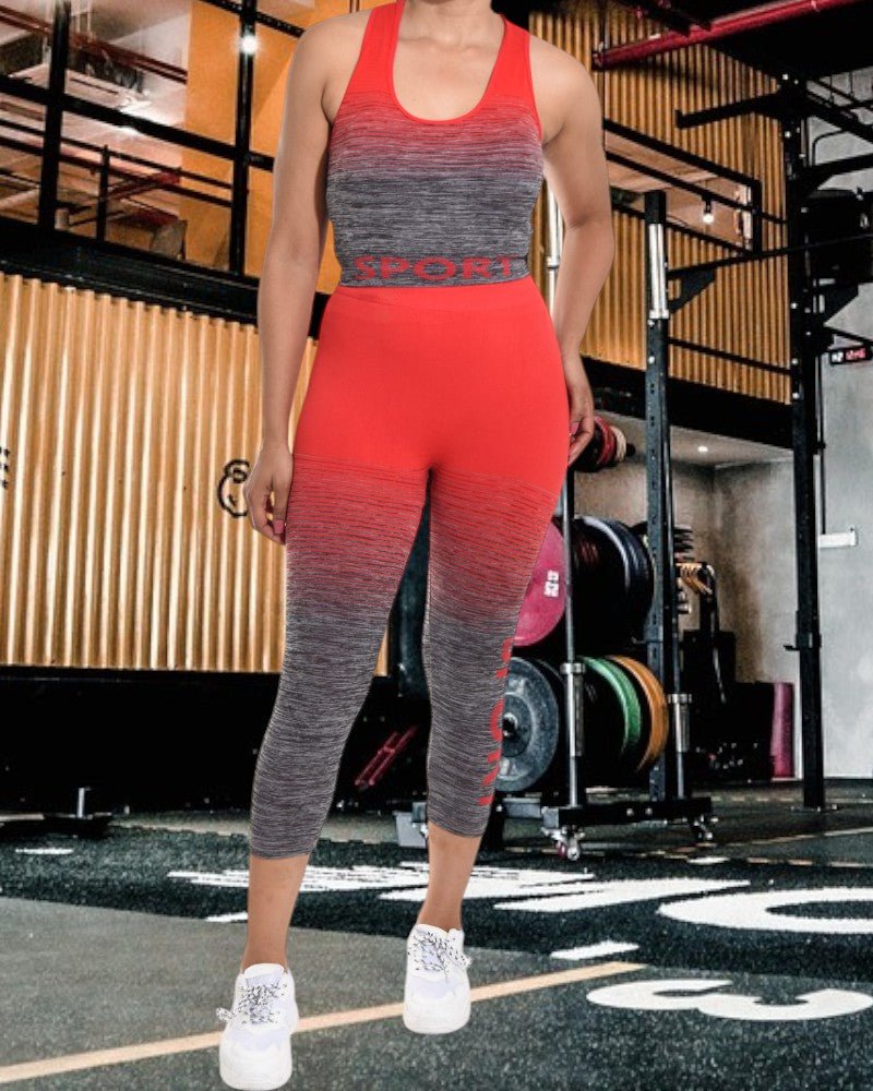 Sport Printed 3/4 Activewear Set - Red - StylePhase SA