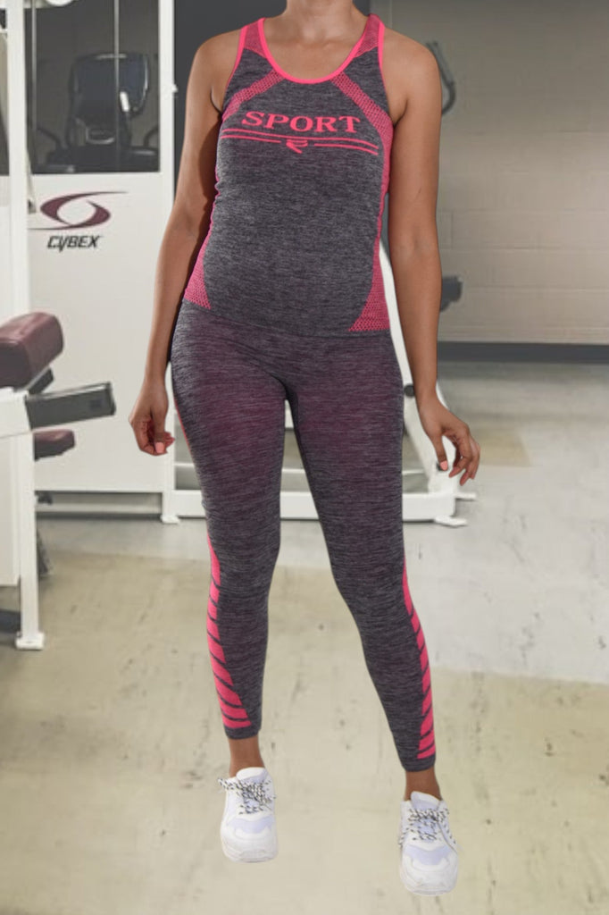 Sport Printed Activewear Set - Cerise - StylePhase SA