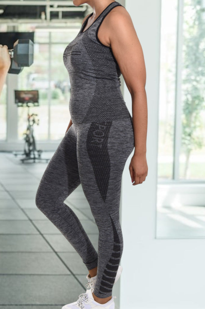 Sport Printed Activewear Set - Grey - StylePhase SA