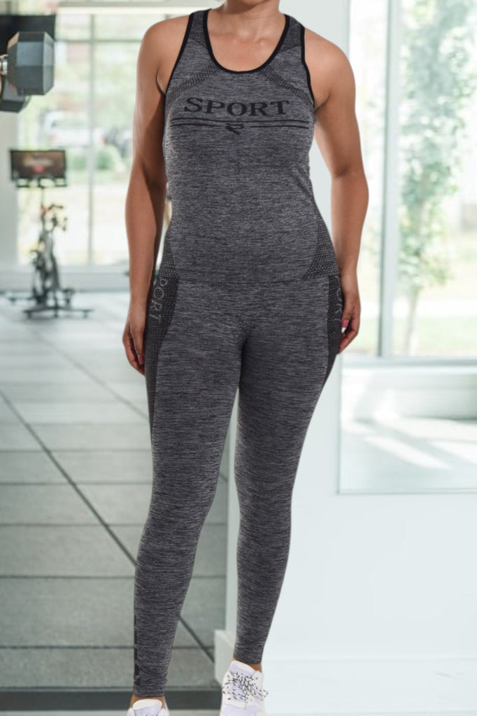 Sport Printed Activewear Set - Grey - StylePhase SA