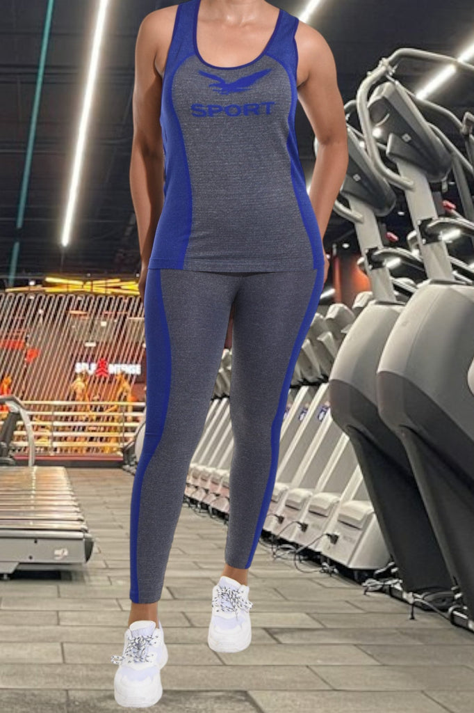 Sport Printed Activewear Set - Grey /Blue - StylePhase SA