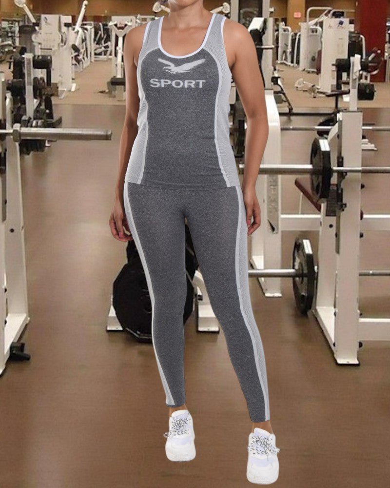 Sport Printed Activewear Set - Two Tone Grey - StylePhase SA