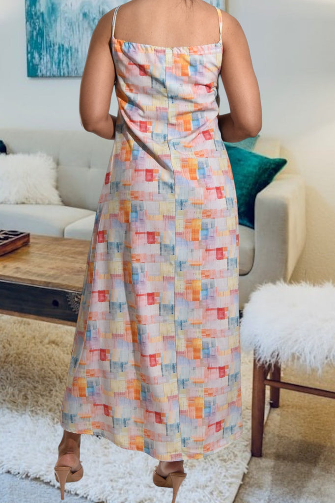 Square Printed Strappy Maxi Tie Dress - StylePhase SA