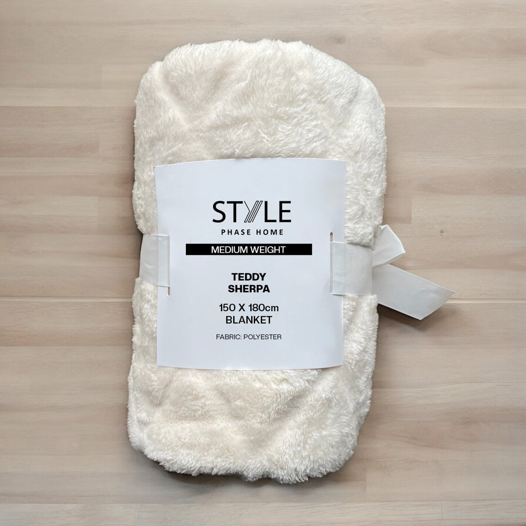 Stitched Teddy Sherpa Blanket - 150 x 180 cm - Style Phase Home