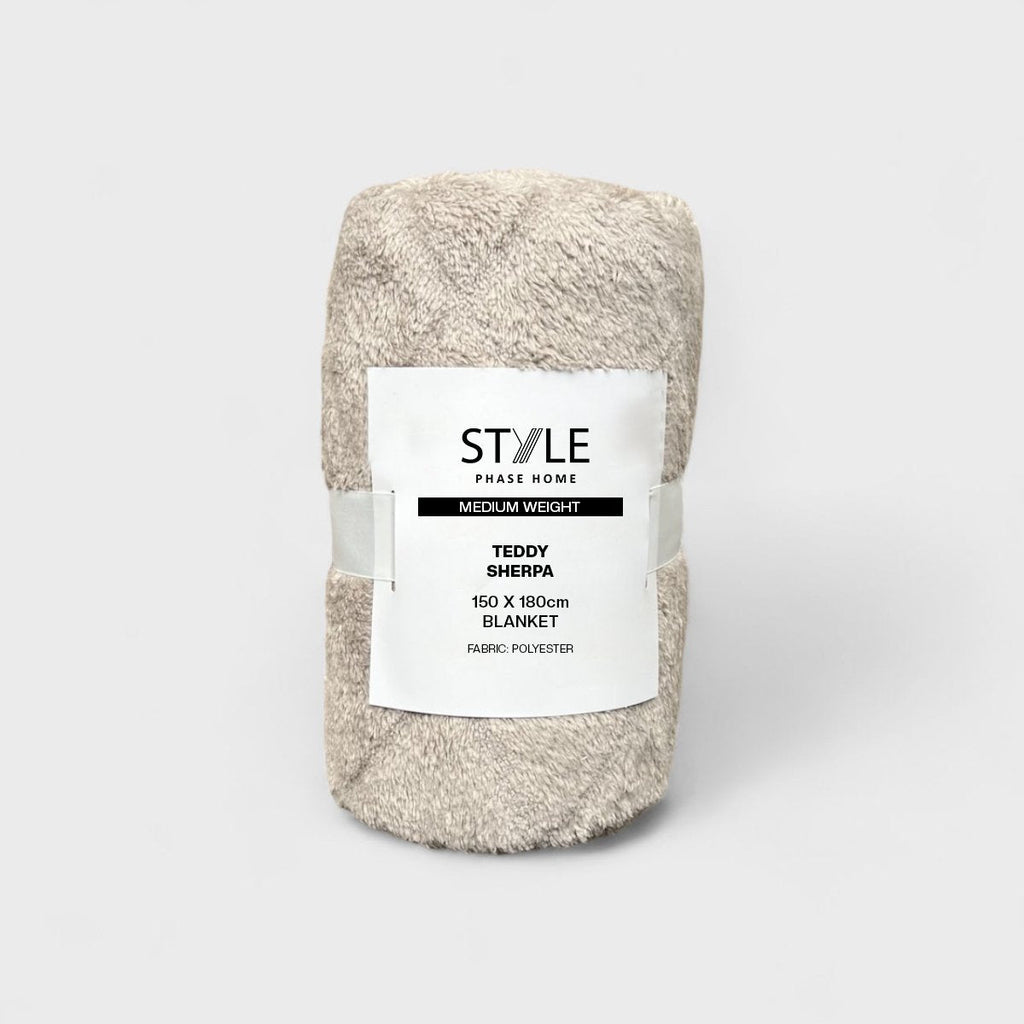 Stitched Teddy Sherpa Blanket - 150 x 180 cm - Style Phase Home