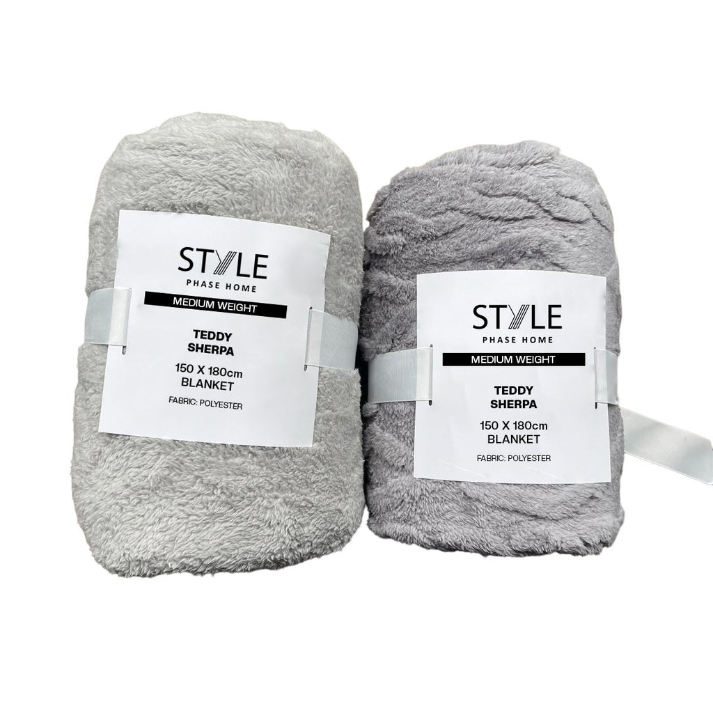 Stitched Teddy Sherpa Blanket - 150 x 180 cm - Style Phase Home