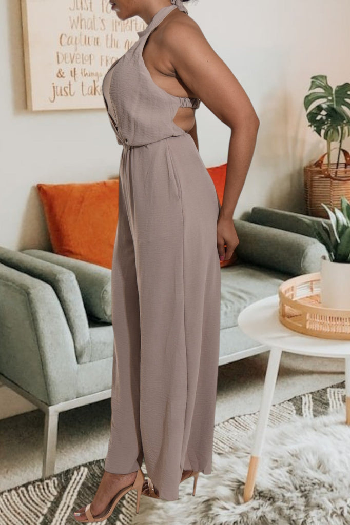 Stone Backless Wide Leg Jumpsuit - StylePhase SA