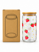 Strawberry and daisy glass cup product features