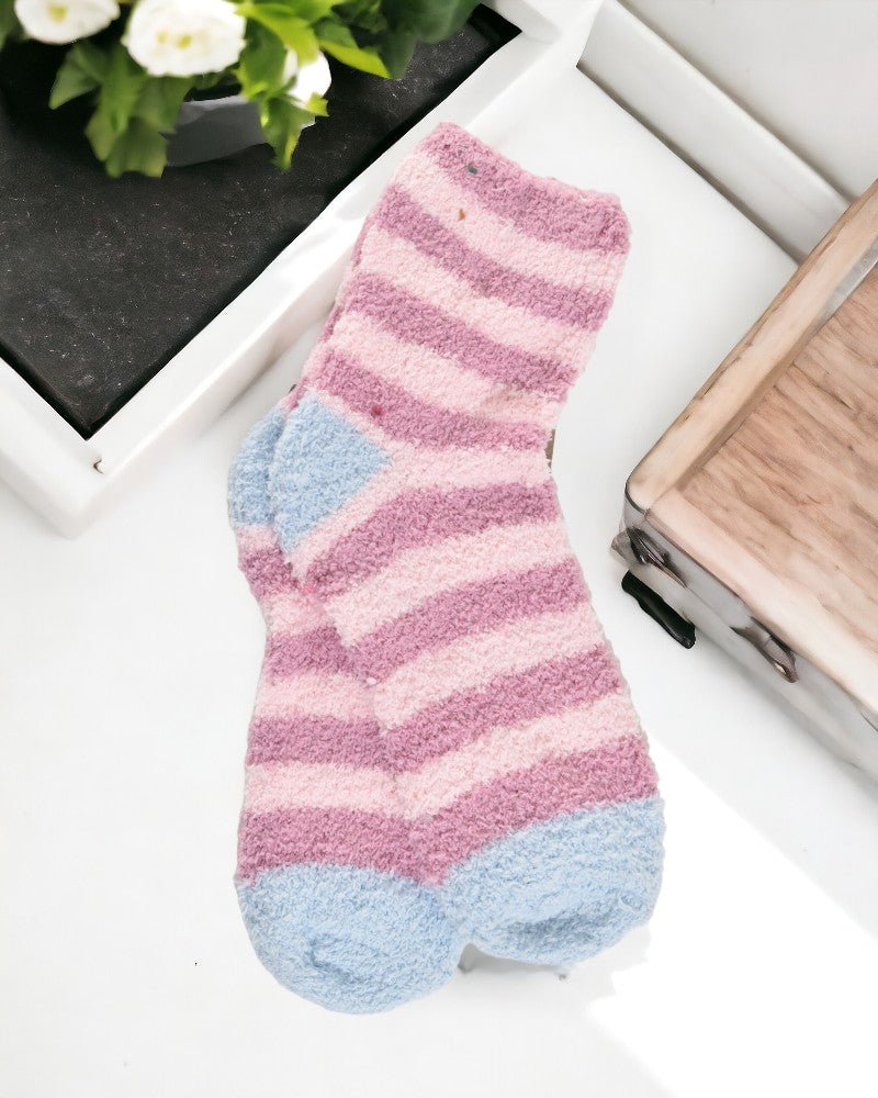 Stripe Fuzzy Multi Color Ankle Socks - StylePhase SA