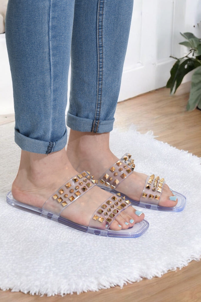 Studded Decor Slide Sandals - StylePhase SA