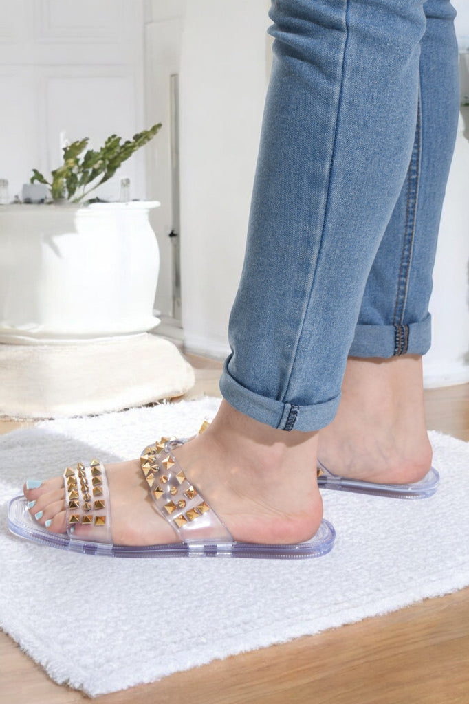 Studded Decor Slide Sandals - StylePhase SA