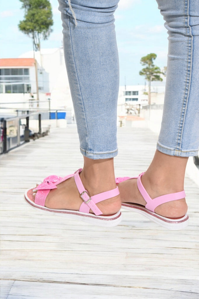 T Bar Bow Pink Jelly Sandals - StylePhase SA