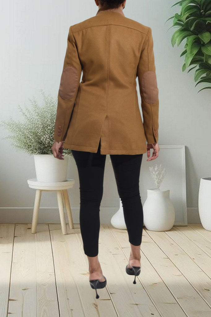 Tan Button Front Blazer - StylePhase SA