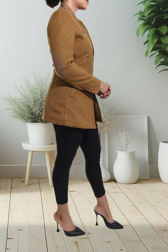 Tan Button Front Blazer - StylePhase SA