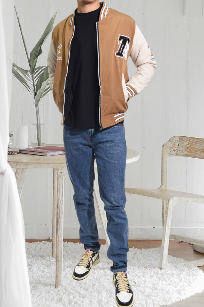 Tan Graphic Zip Jacket - StylePhase SA